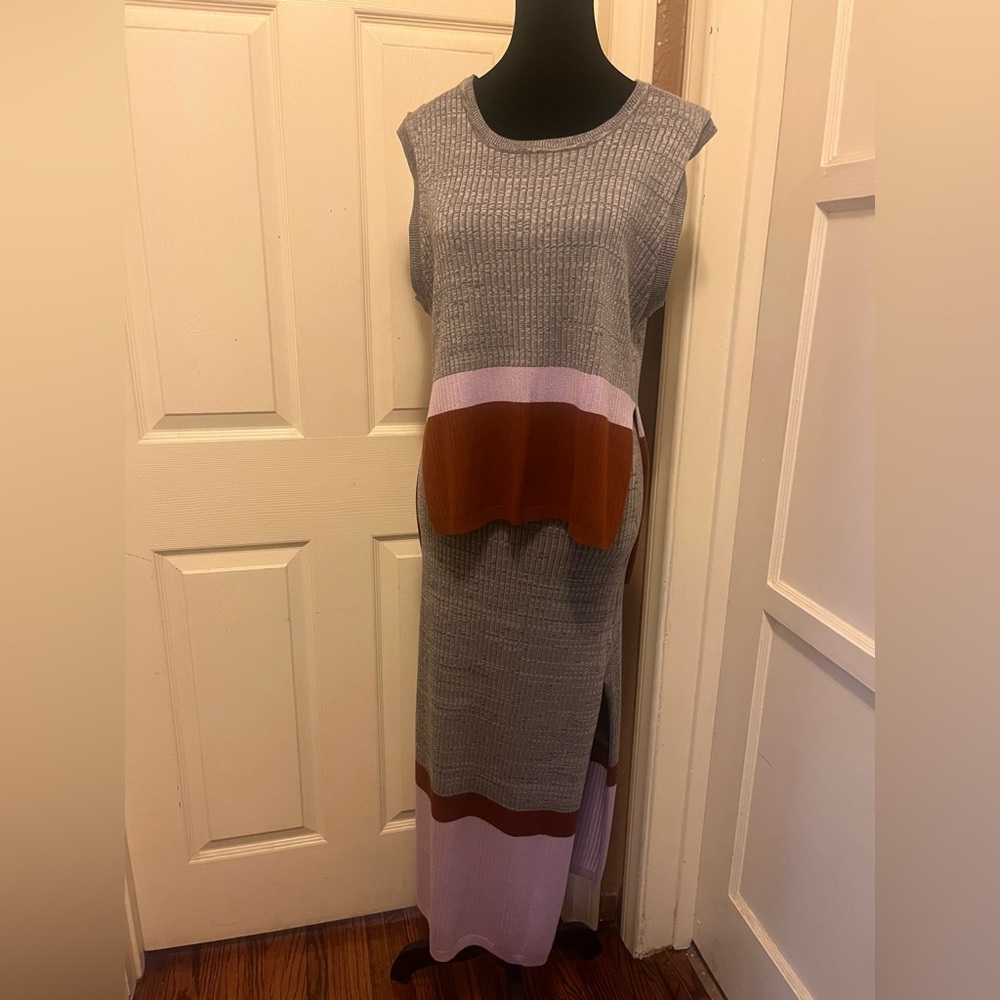 Free People Gray and Brown Knit Women's Skirt Set size Large